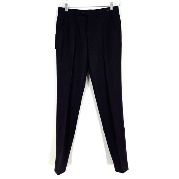 Ted Baker London Debonair Check Wool Trousers Dark Red Men's 30L NWT - Picture 2 of 9